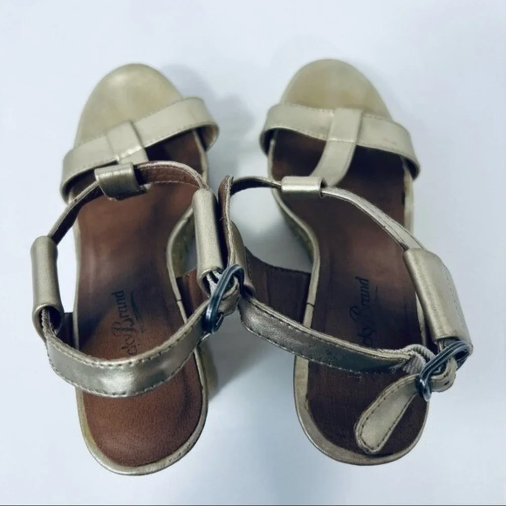 LUCKY BRAND Lovell Gold‎ Espadrille T-Strap Wedge Size 6/36M